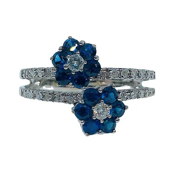 Sapphire and Diamond Flower Ring Joint Venture Jewelry Cary, NC