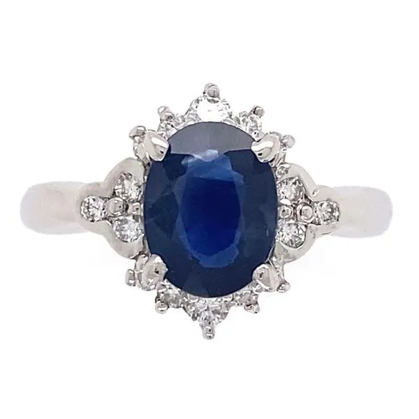 Sapphire and Diamond Halo Ring Joint Venture Jewelry Cary, NC