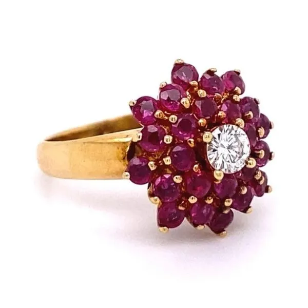 Diamond and Ruby Cluster Ring Image 2 Joint Venture Jewelry Cary, NC