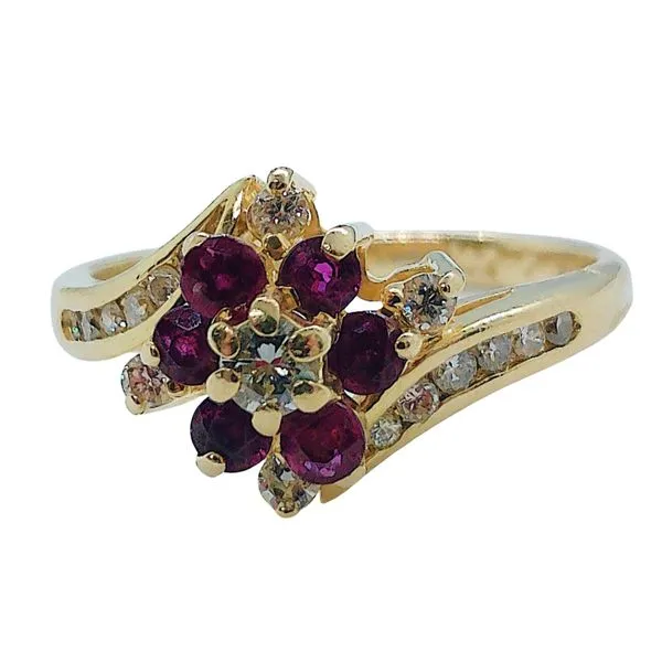 Ruby and Diamond Flower Ring Joint Venture Jewelry Cary, NC