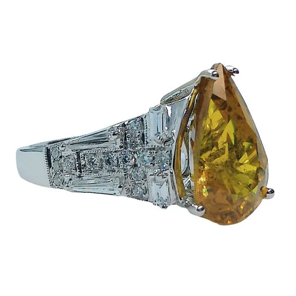 Natural Orange Yellow Sapphire and Diamond Ring Image 2 Joint Venture Jewelry Cary, NC