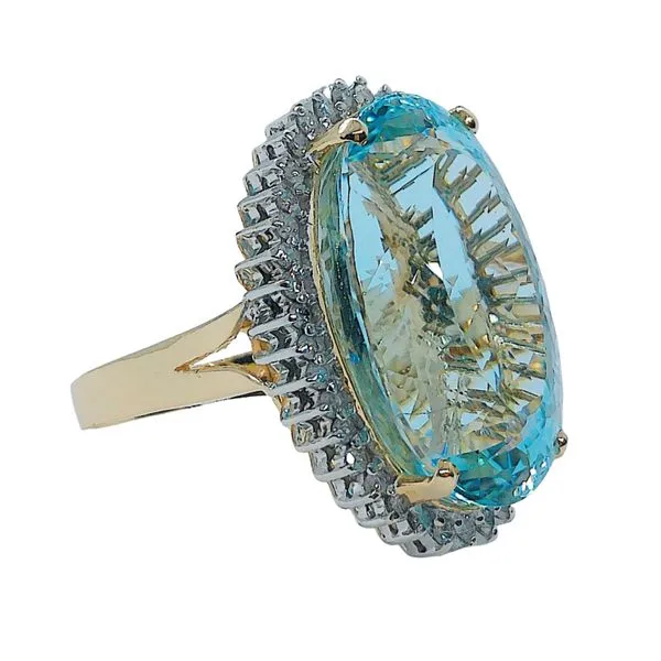Oval Aquamarine and Diamond Ring Image 2 Joint Venture Jewelry Cary, NC