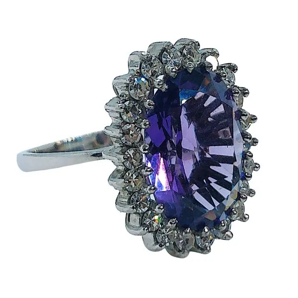 Amethyst and Diamond Halo Ring Image 2 Joint Venture Jewelry Cary, NC
