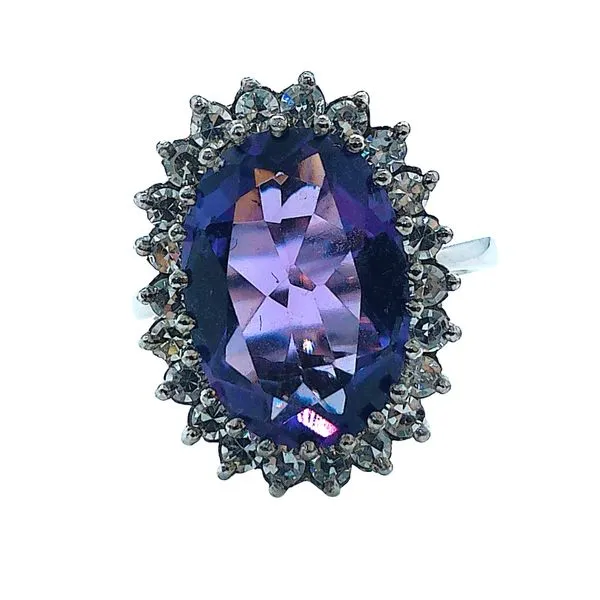 Amethyst and Diamond Halo Ring Joint Venture Jewelry Cary, NC