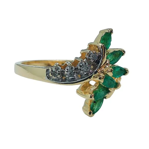 Emerald and Diamond Bypass Ring Image 2 Joint Venture Jewelry Cary, NC