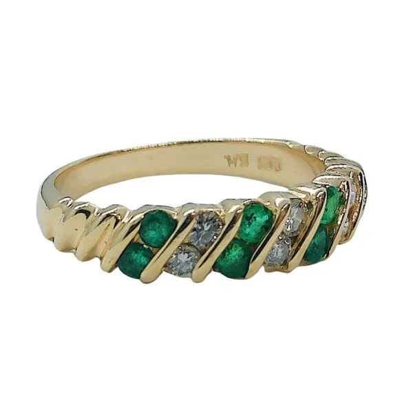 Emerald and Diamond Band Ring Image 2 Joint Venture Jewelry Cary, NC