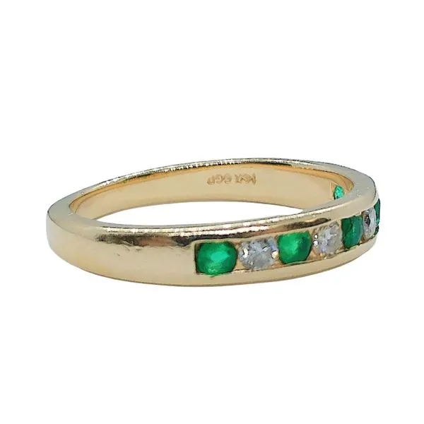 Emerald and Diamond Wedding Band Image 2 Joint Venture Jewelry Cary, NC