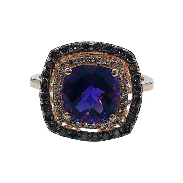 Amethyst and Diamond Double Halo Ring Joint Venture Jewelry Cary, NC