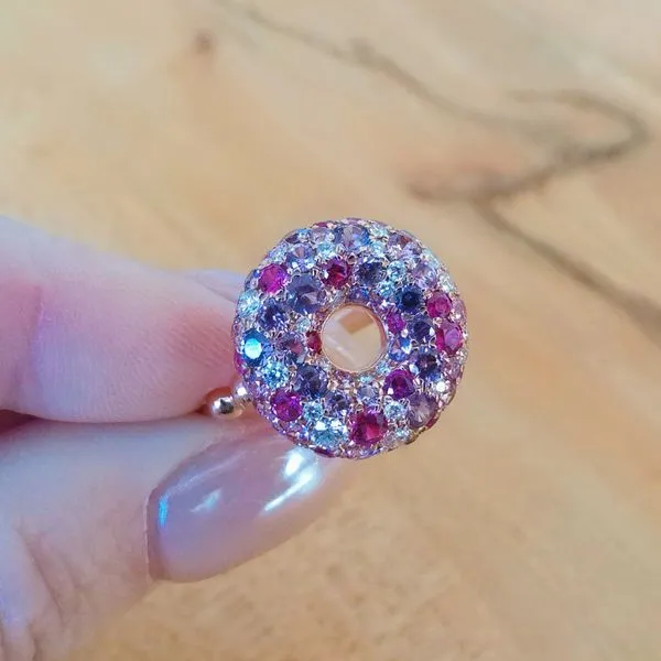 Rainbow Sapphire Donut Ring Image 3 Joint Venture Jewelry Cary, NC