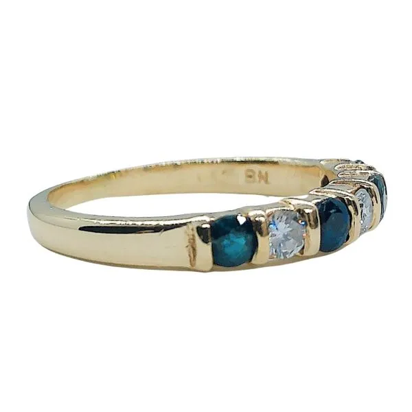 Sapphire and Diamond Wedding Band Image 2 Joint Venture Jewelry Cary, NC