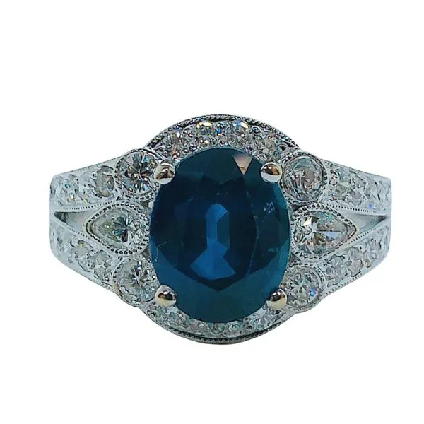 Sapphire and Diamond Halo Style Ring Joint Venture Jewelry Cary, NC