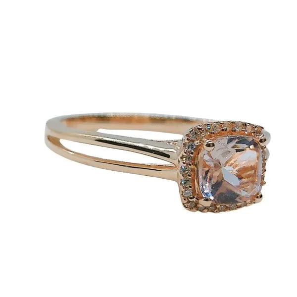 Morganite and Diamond Halo Ring Image 2 Joint Venture Jewelry Cary, NC