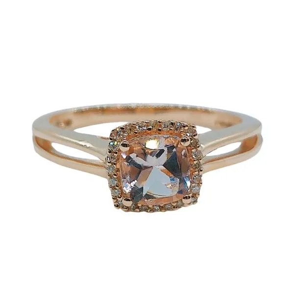 Morganite and Diamond Halo Ring Joint Venture Jewelry Cary, NC