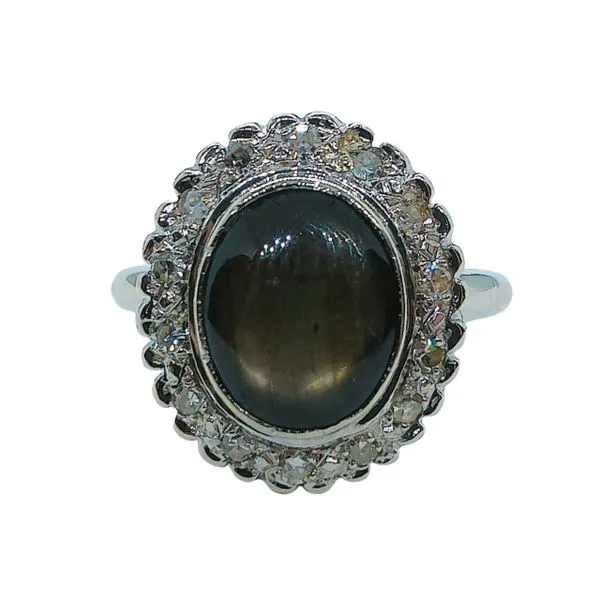 Hematite and Diamond Halo Ring Joint Venture Jewelry Cary, NC