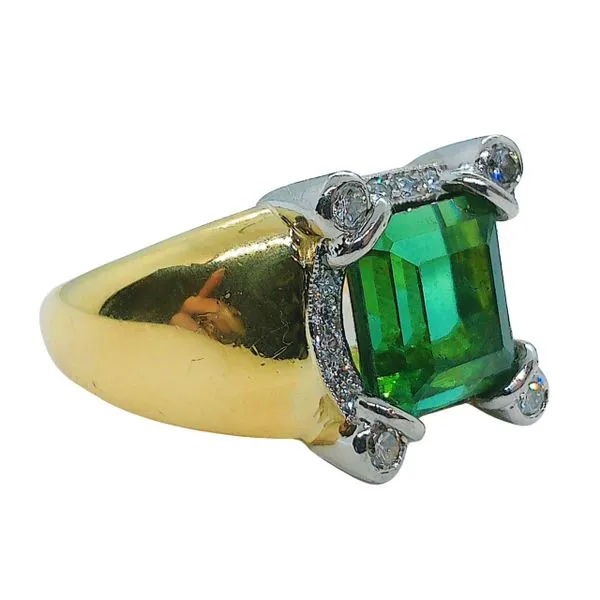 Green Tourmaline and Diamond Ring Image 2 Joint Venture Jewelry Cary, NC