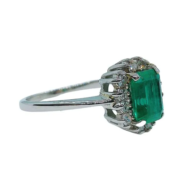 Emerald and Diamond Halo Ring Image 2 Joint Venture Jewelry Cary, NC