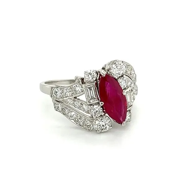 Marquise Cut Ruby and Diamond Ring Image 2 Joint Venture Jewelry Cary, NC