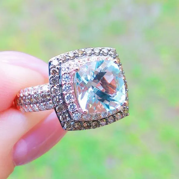 Aqua and Diamond LeVian Ring Image 3 Joint Venture Jewelry Cary, NC