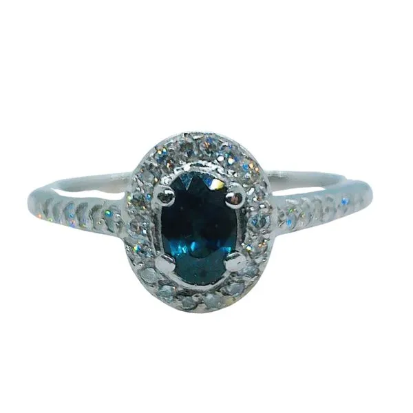 Sapphire and Diamond Halo Ring Joint Venture Jewelry Cary, NC