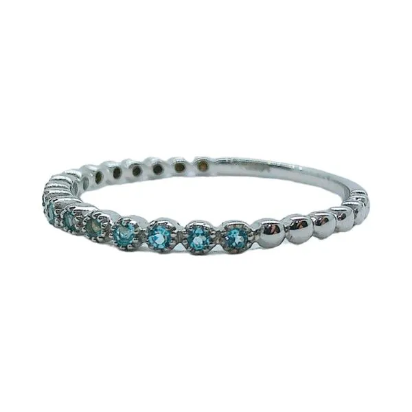 14K White Gold Blue Topaz Wedding Band Image 2 Joint Venture Jewelry Cary, NC
