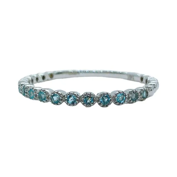 14K White Gold Blue Topaz Wedding Band Joint Venture Jewelry Cary, NC