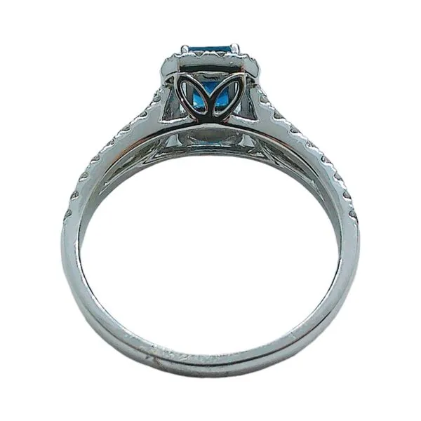 18K White Gold Sapphire & Diamond Halo Ring Image 3 Joint Venture Jewelry Cary, NC