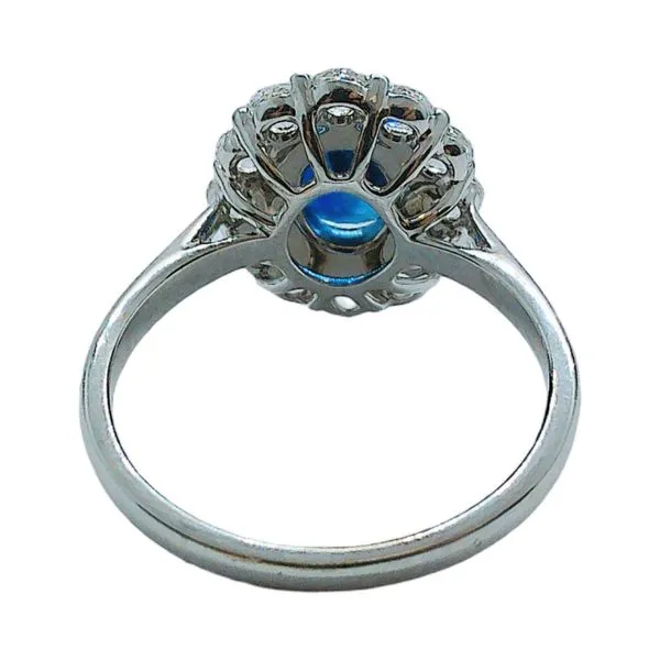 18K White Gold 1.45 CT Sapphire & 0.53 CTW Rose Cut Diamond Ring Image 3 Joint Venture Jewelry Cary, NC