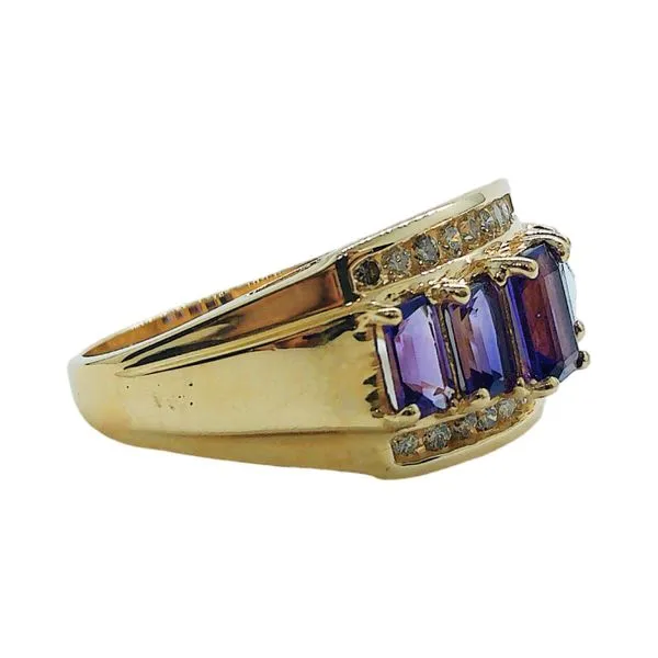 14k Yellow Gold Emerald-Cut 2.0 CTW Amethyst & Diamond Ring Image 2 Joint Venture Jewelry Cary, NC