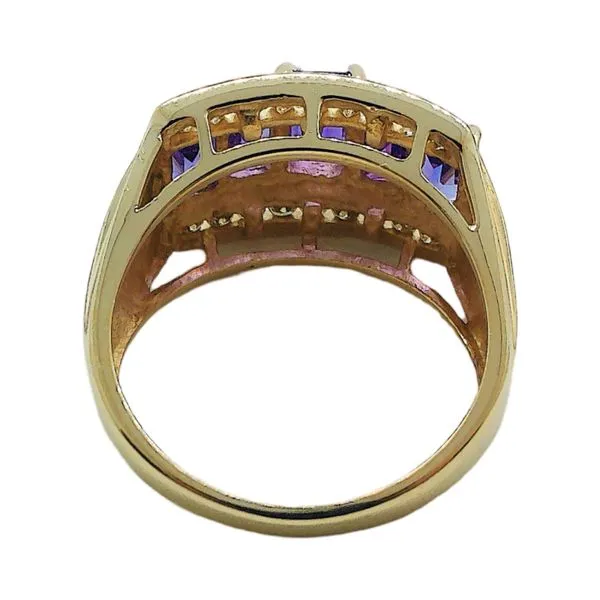 14k Yellow Gold Emerald-Cut 2.0 CTW Amethyst & Diamond Ring Image 3 Joint Venture Jewelry Cary, NC