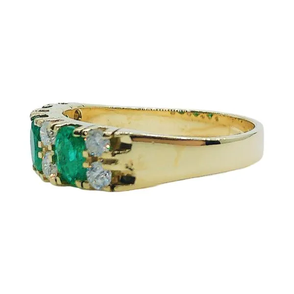 14k Yellow Gold 1.20 CTW Emerald and Diamond Band Image 2 Joint Venture Jewelry Cary, NC