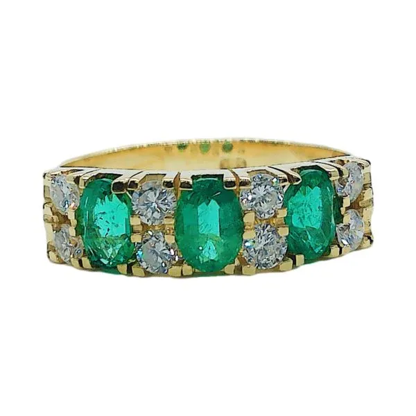 14k Yellow Gold 1.20 CTW Emerald and Diamond Band Joint Venture Jewelry Cary, NC