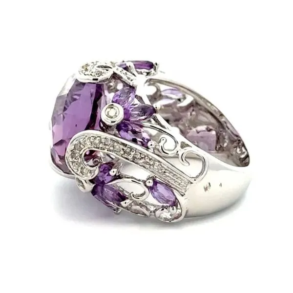 14K White Gold 12 CT Amethyst & Diamond Ring Image 2 Joint Venture Jewelry Cary, NC
