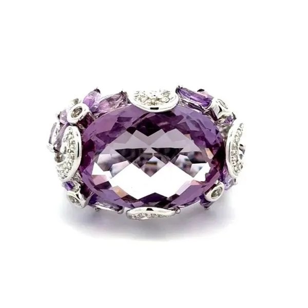 14K White Gold 12 CT Amethyst & Diamond Ring Joint Venture Jewelry Cary, NC