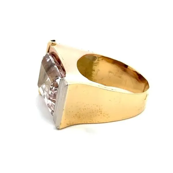 14K Two-Tone Retro 9.00 Carat Emerald Cut Morganite Ring Image 3 Joint Venture Jewelry Cary, NC