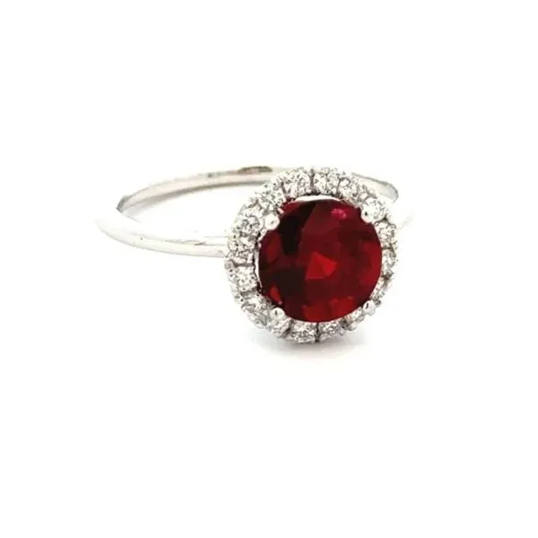 14K White Gold 1.90 Carat Round Red Spinel & .26 CTW Diamond Halo Ring Image 2 Joint Venture Jewelry Cary, NC