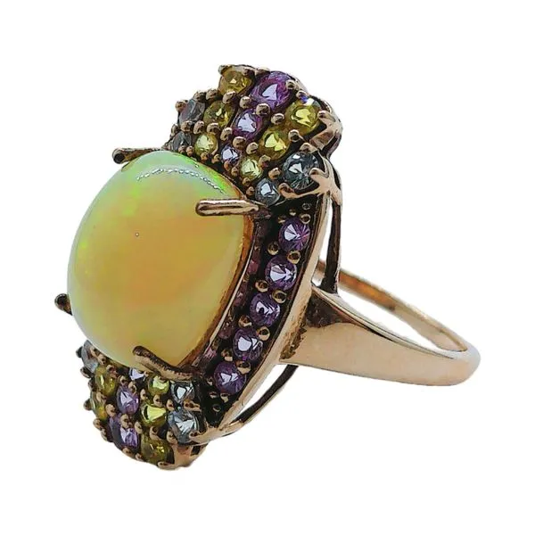 10K Rose Gold Ring with 3.00 CT Opal & 1.20 CTW Pink, Yellow & Blue Sapphires Image 2 Joint Venture Jewelry Cary, NC