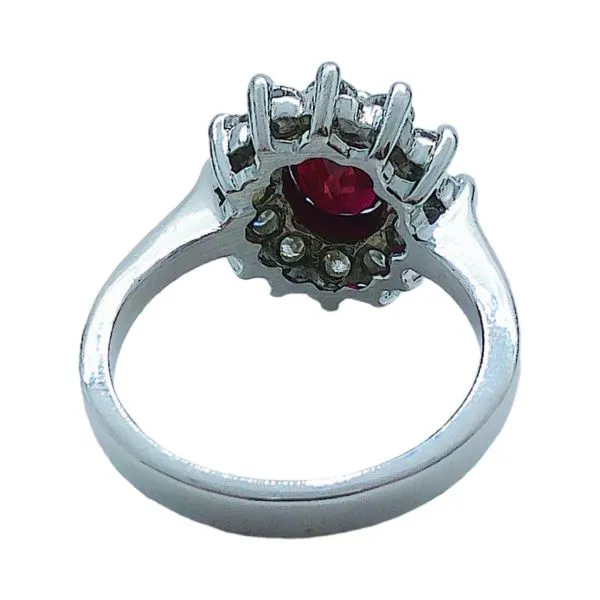 14K White Gold 1.36 CT Oval Ruby Diamond Estate Halo Ring Image 3 Joint Venture Jewelry Cary, NC
