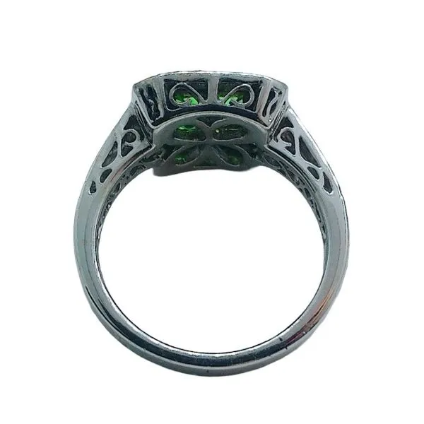 Simon G 18K White Gold Tsavorite Garnet & Diamond Halo Ring Image 3 Joint Venture Jewelry Cary, NC
