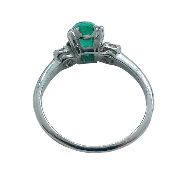 Platinum 0.76 CT Round Sugarloaf Checkerboard-Cut Emerald & 0.20 CTW Diamond Ring Image 3 Joint Venture Jewelry Cary, NC