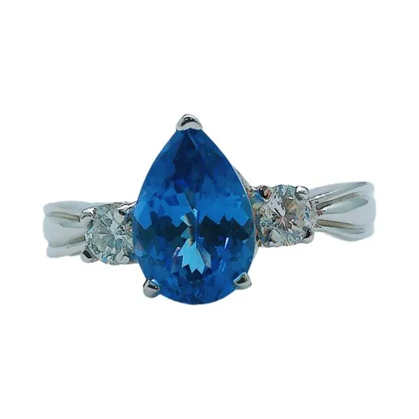 14K White Gold 0.80 CT Pear-Cut Tanzanite & Diamond Three-Stone Ring Joint Venture Jewelry Cary, NC