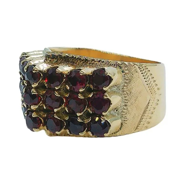 14K Yellow Gold 1.50 CTW Garnet Wide Band Ring Image 2 Joint Venture Jewelry Cary, NC