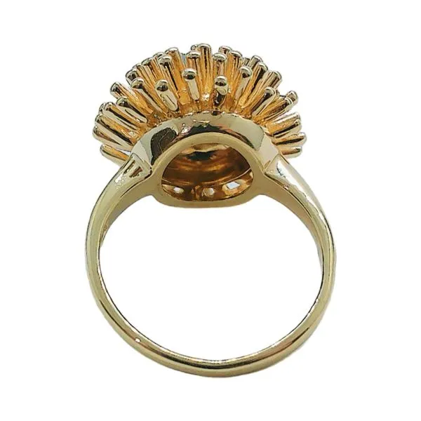 14K Yellow Gold Mid-Century Sapphire & Diamond Flower Ring Image 3 Joint Venture Jewelry Cary, NC