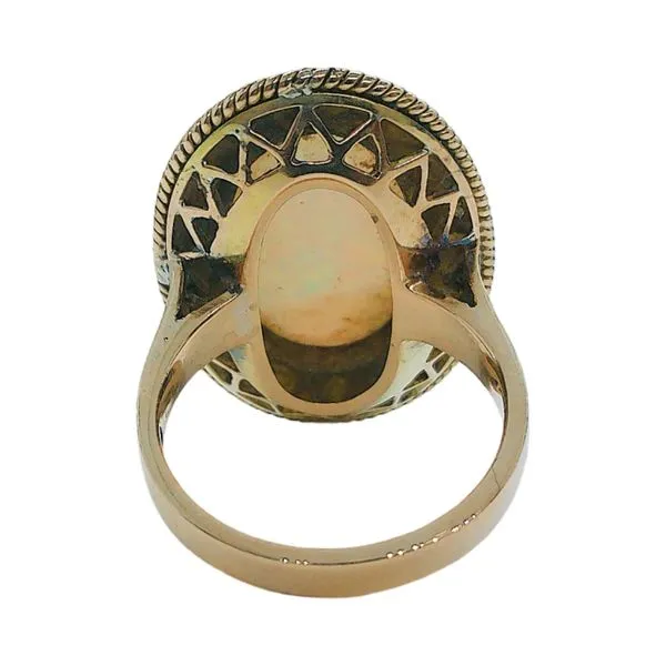 14K Yellow Gold 4.60 CT Cabochon Opal Bezel Estate Ring Image 3 Joint Venture Jewelry Cary, NC