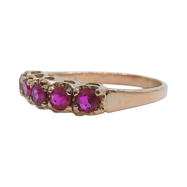 14K Rose Gold Estate Five-Stone Ruby Band Image 2 Joint Venture Jewelry Cary, NC