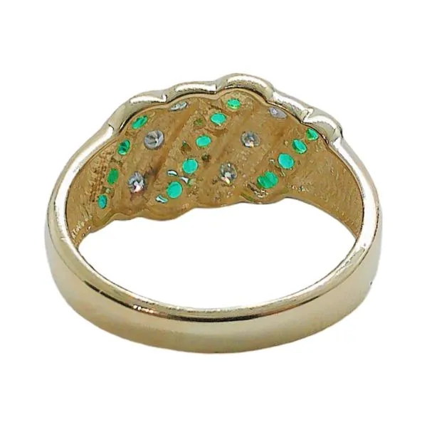 14K Yellow Gold Emerald & Diamond Estate Ring Image 3 Joint Venture Jewelry Cary, NC