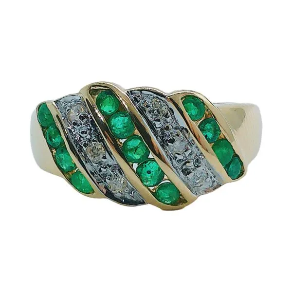 14K Yellow Gold Emerald & Diamond Estate Ring Joint Venture Jewelry Cary, NC
