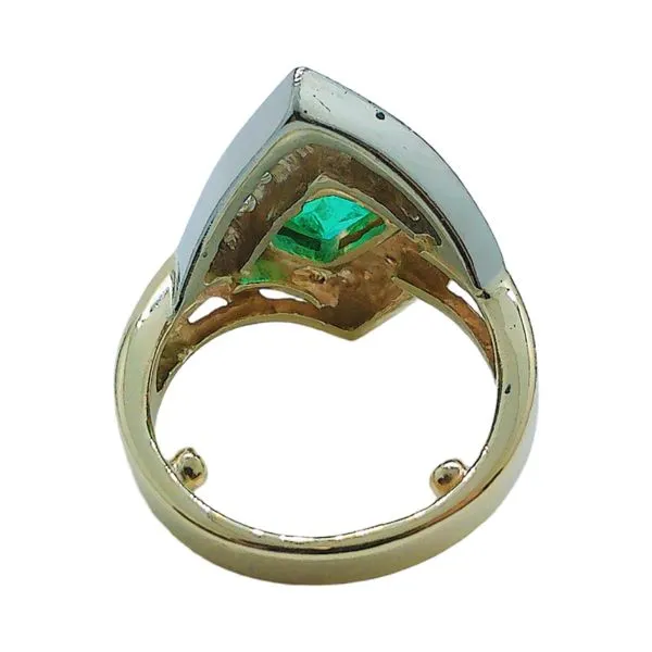 14K Two-Tone Gold 1.36 CT Emerald-Cut Emerald & 1.25 CTW Diamond Estate Ring Image 4 Joint Venture Jewelry Cary, NC