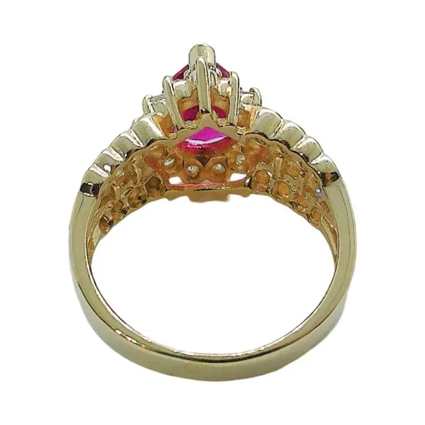 14K Yellow Gold 2.05 CT Pear-Cut Ruby & Diamond Accent Ring Image 3 Joint Venture Jewelry Cary, NC