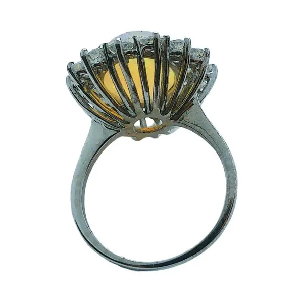 14K White Gold 3.45 CT Opal & Diamond Halo Ring Image 3 Joint Venture Jewelry Cary, NC