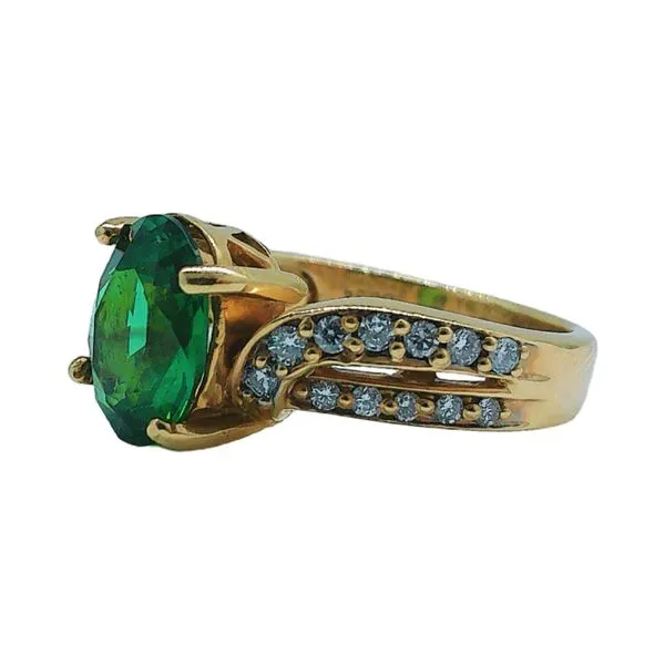 14K Yellow Gold 2.18ct Green Stone & .34ctw Diamond Ring Image 2 Joint Venture Jewelry Cary, NC